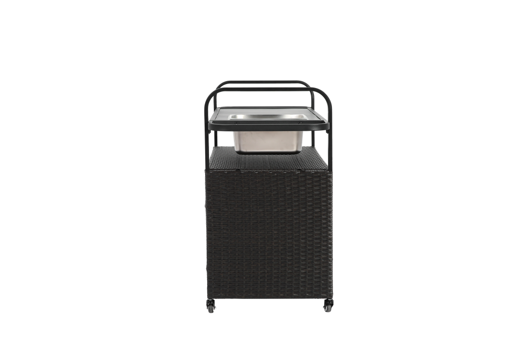 FurnitureR Chariot de Bar Extérieur, Design Moderne, Acier Noir, Utilisation Polyvalente, Solution de Rangement Économe en Espace