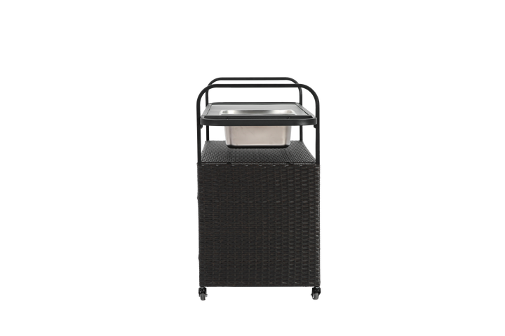 FurnitureR Chariot de Bar Extérieur, Design Moderne, Acier Noir, Utilisation Polyvalente, Solution de Rangement Économe en Espace