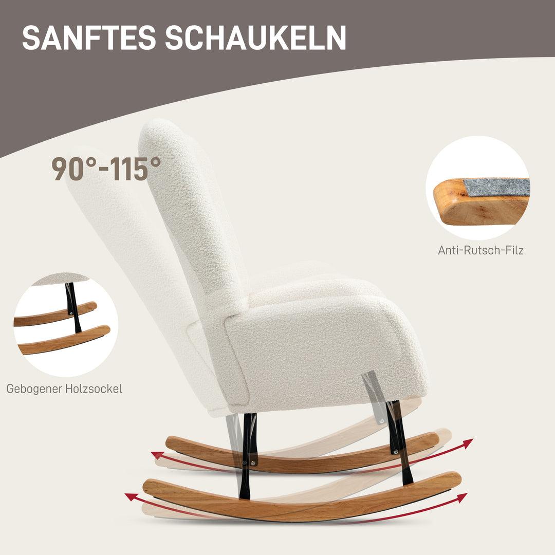 Fauteuil berçant 1-pack Creme Blanc, Design Moderne, Matériau en Mousse Confortable, Utilisation Réduite de l'Espace, Armature Métallique Robuste