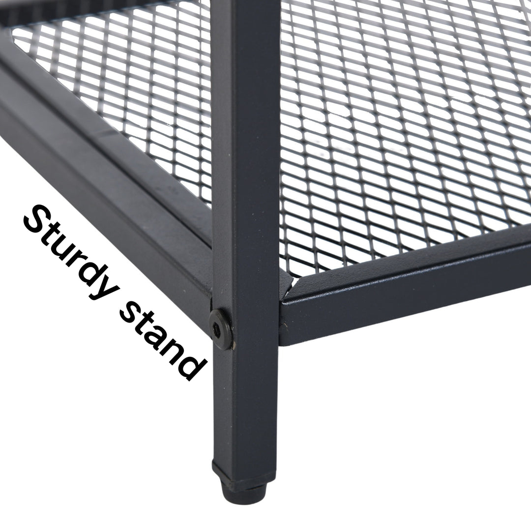 Möbel R 3-stufiges Aufbewahrungssystem, kleiner Konsolentisch, Garderobenregal, Beistelltisch mit 2 Lagen Drahtgeflecht, Metallrahmen, aufrechtes Regal für Zuhause, Sofaecke, Küche, Esszimmer, Wohnzimmer, Flur