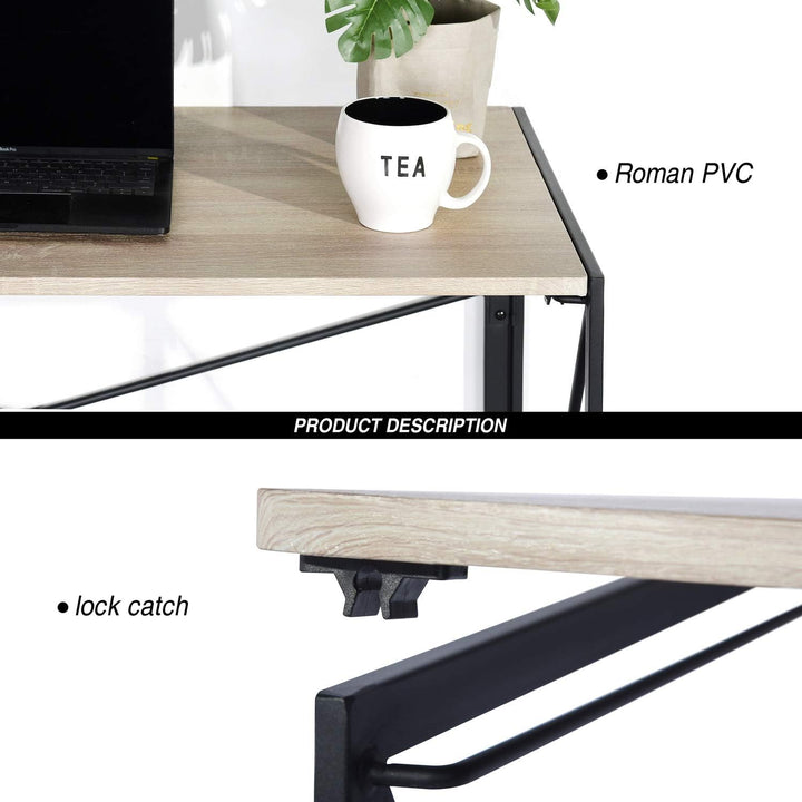 FurnitureR Folding Computer Table, Small Space Foldable Desk, MDF & Metal Frame, Portable Desk for Home Office, Writing Workstation for Living Room, Bedroom, Dormitory, 100x50x75.5cm