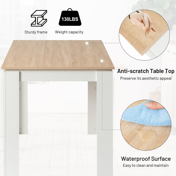 Rechteckiger Esstisch von FurnitureR für 2–4 Personen, Küchen- und Esszimmertisch mit Holzgestell, für kleine Räume, Wohnungen, Homeoffice, Eiche