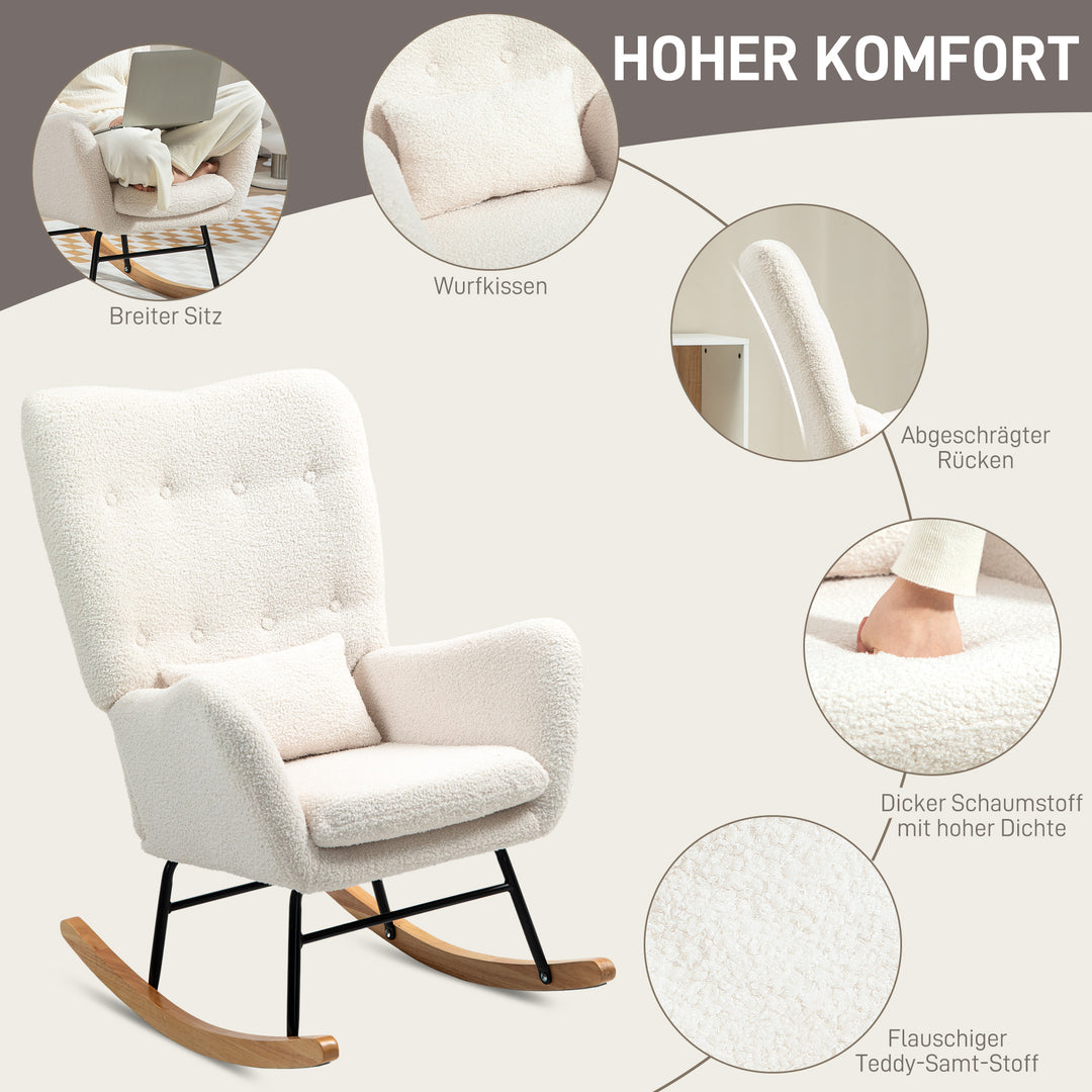 Fauteuil berçant 1-pack Creme Blanc, Design Moderne, Matériau en Mousse Confortable, Utilisation Réduite de l'Espace, Armature Métallique Robuste