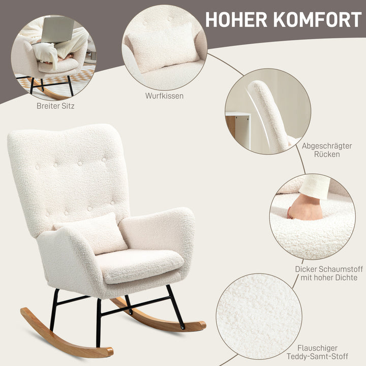 Fauteuil berçant 1-pack Creme Blanc, Design Moderne, Matériau en Mousse Confortable, Utilisation Réduite de l'Espace, Armature Métallique Robuste