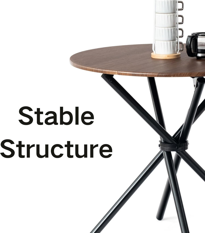 Furniture R Table de Salle à Manger Ronde en Noyer - 80cm, Table à thé de Balcon, Plateau en Bois Rétro avec Quatre Pieds en Métal Noir, Design Compact, Polyvalent, für 2-4 Personen Küche, Café