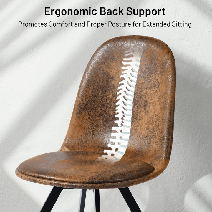 Ensemble de 4 chaises de salle à manger pivotantes en daim FurnitureR, sans accoudoirs, dossier mi-haut et pieds en métal, marron, pour salle à manger, cuisine, restaurant, café