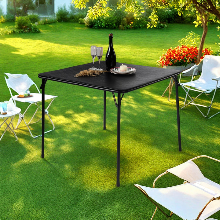 Table pliante carrée FurnitureR 86 cm (33,9 pouces), table multifonctionnelle pliable et portable pour les repas d'appoint, plateau en PVC, aucun assemblage requis, noire