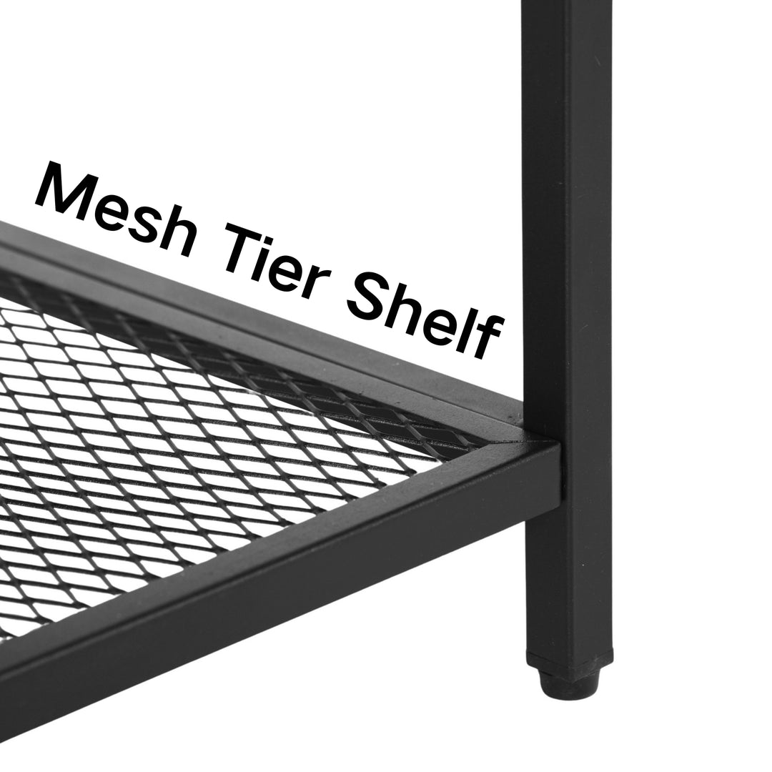 Möbel R 3-stufiges Aufbewahrungssystem, kleiner Konsolentisch, Garderobenregal, Beistelltisch mit 2 Lagen Drahtgeflecht, Metallrahmen, aufrechtes Regal für Zuhause, Sofaecke, Küche, Esszimmer, Wohnzimmer, Flur