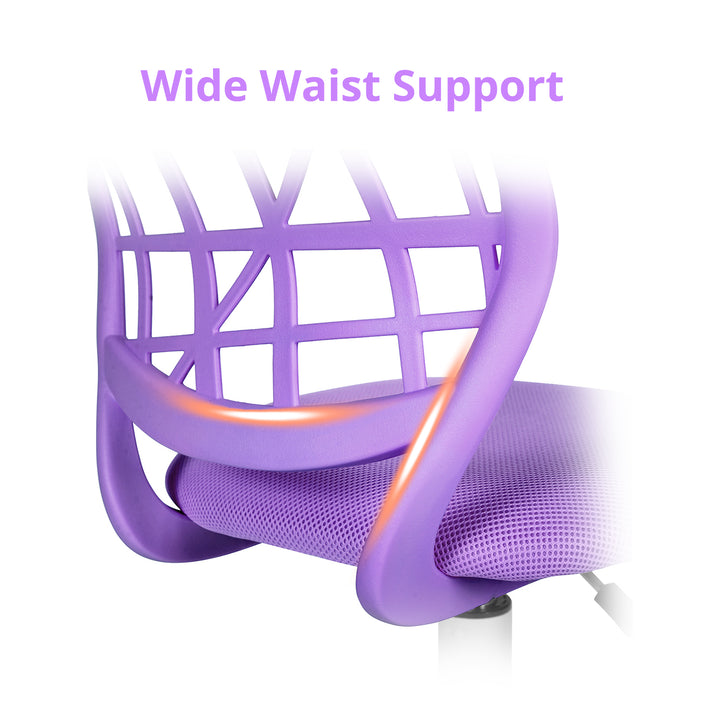 Chaise de bureau FurnitureR, chaise de travail réglable pour ordinateur, avec dossier en plastique et assise rembourrée, pivotante et à roulettes, violette