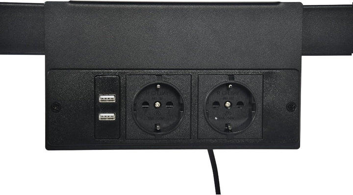 Möbel R Lit Superposé 90x200 cm mit Tisch und 2 Prises de Courant+2USB, Lit en Mezzanine avec Echelle Latérale à Quatre Marches, Adapté aux Enfants et aux Adolescents, Fer + MDF, Brun Foncé