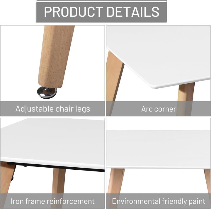 FurnitureR Esstisch, rechteckig, 47,2 Zoll (120 cm), stilvoller Freizeittisch, funktionaler Tisch mit Holzbeinen für Küche, Cafés und kleine Räume