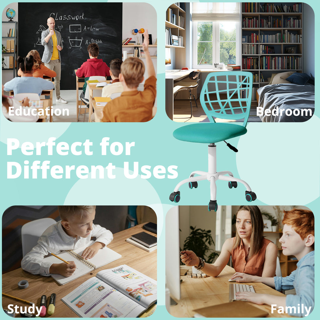 Chaise de bureau FurnitureR, chaise de travail réglable pour ordinateur, avec dossier en plastique et assise rembourrée, pivotante et à roulettes, verte.