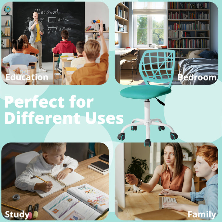 Chaise de bureau FurnitureR, chaise de travail réglable pour ordinateur, avec dossier en plastique et assise rembourrée, pivotante et à roulettes, verte.