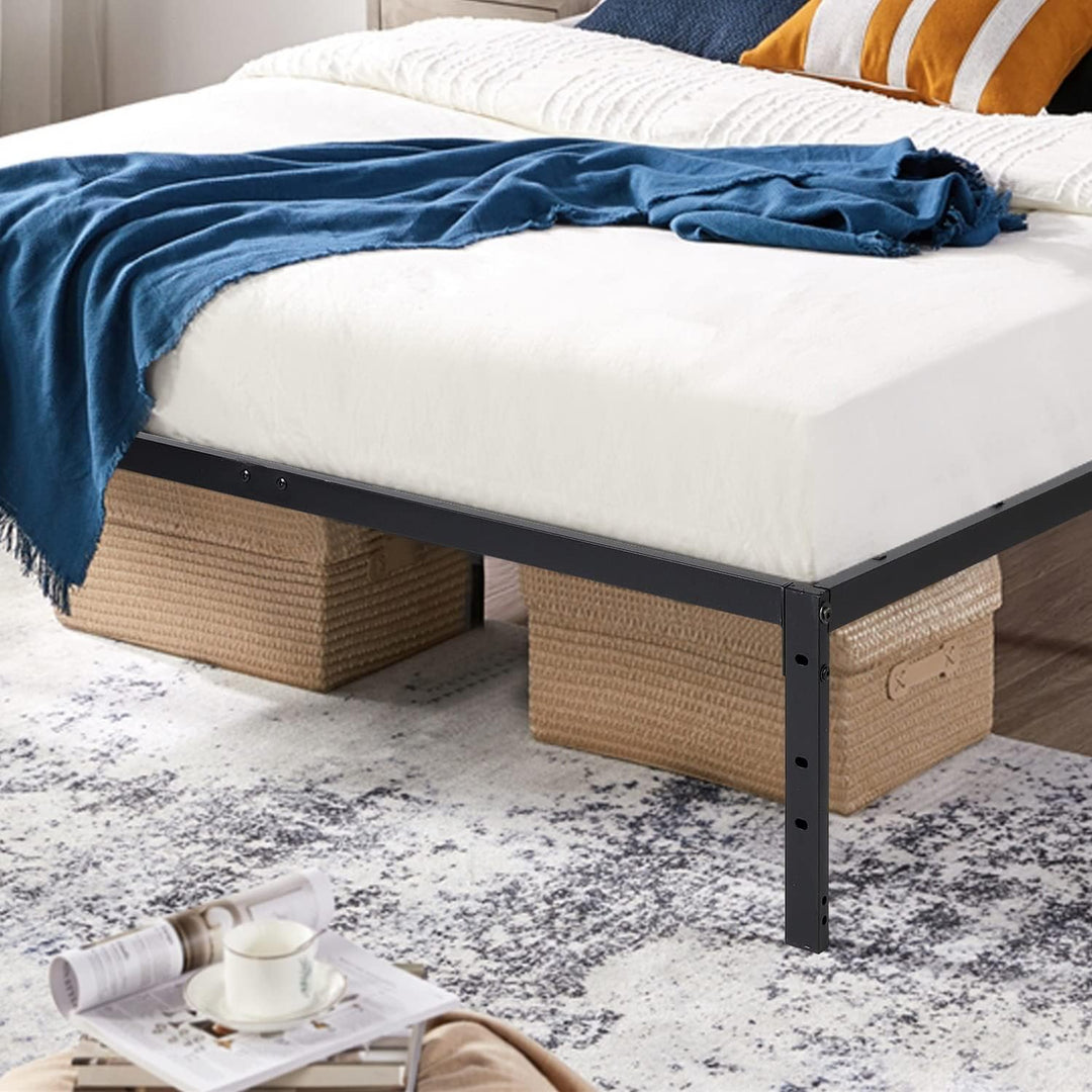 FurnitureR Double Metal Platform Bed Frame, Minimalist Adults Bed Base, Strong Slat Support, Easy Assembly, Dorm, School, Bedroom Supplemental Bed Frame, 194 x 140 cm