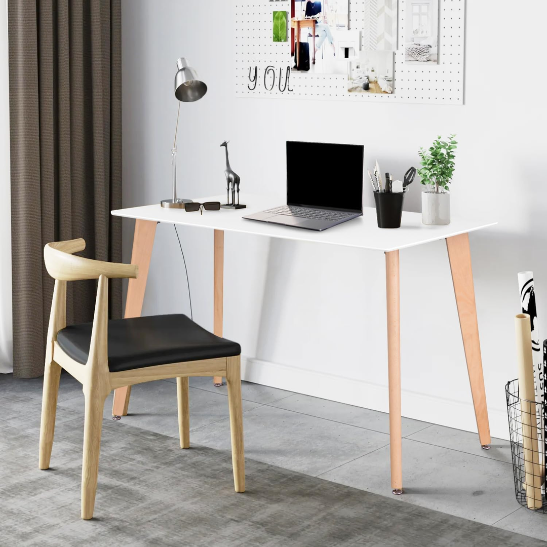 FurnitureR Esstisch, rechteckig, 47,2 Zoll (120 cm), stilvoller Freizeittisch, funktionaler Tisch mit Holzbeinen für Küche, Cafés und kleine Räume
