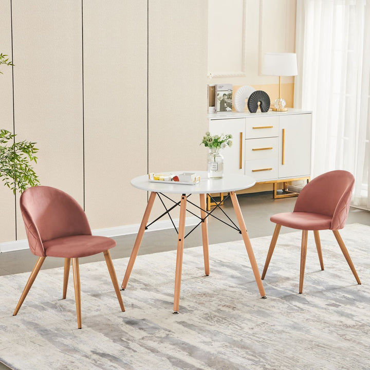 Ensemble de 2 chaises de salle à manger rembourrées FurnitureR, dossier mi-haut, sans accoudoirs, en velours avec pieds en bois, pour la maison, la cuisine, la chambre et le salon, rose 