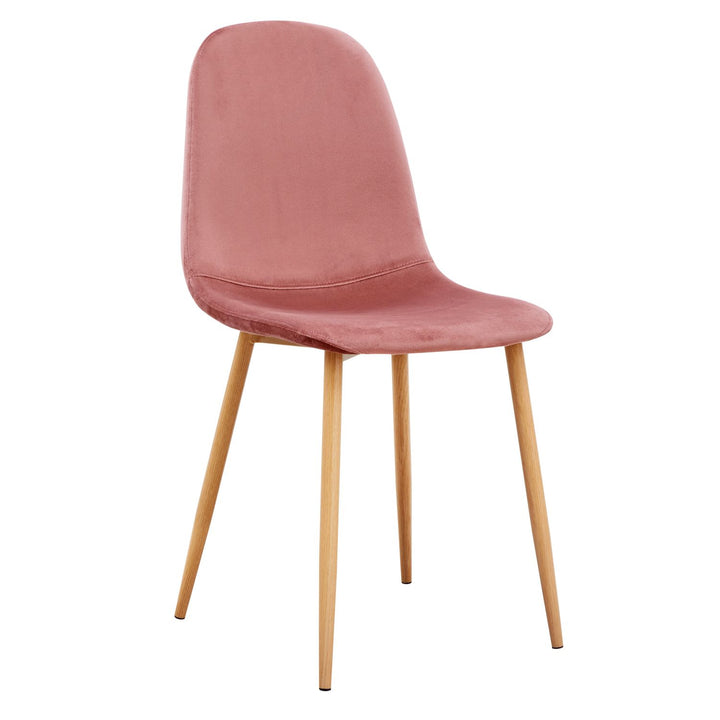FurnitureR 4PCS Dining Chairs, Velvet Dining Room Seating Armless Kitchen Chairs, Side Chair Mid-Back with Metal Legs for Living Room Kitchen, Rose