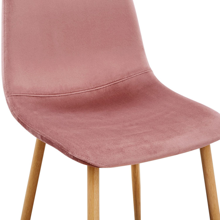 FurnitureR 4PCS Dining Chairs, Velvet Dining Room Seating Armless Kitchen Chairs, Side Chair Mid-Back with Metal Legs for Living Room Kitchen, Rose
