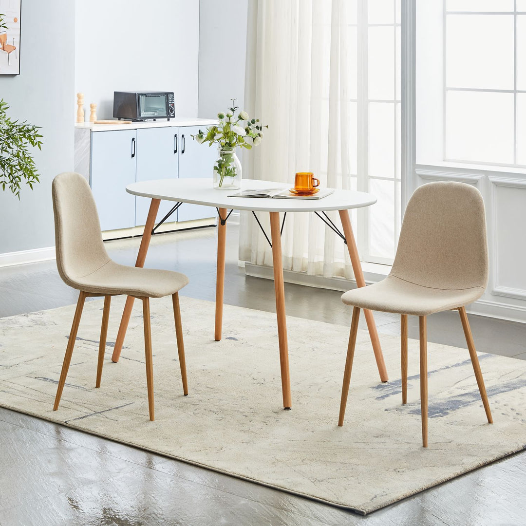 FurnitureR Esszimmerstühle, 4er-Set, Stoffbezug, armlos, Stühle mit Metallbeinen für Küche, Wohnzimmer und Schlafzimmer, Hellbeige