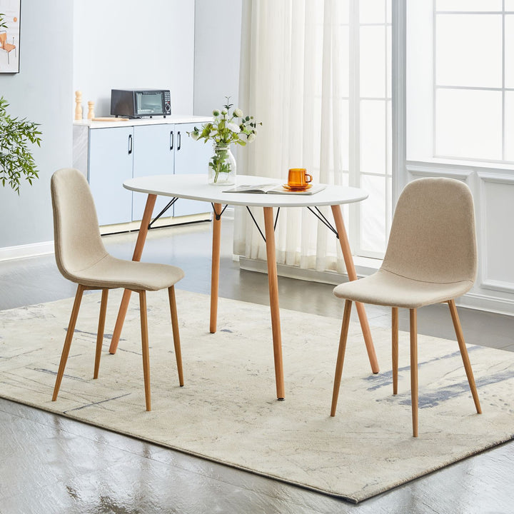 FurnitureR Esszimmerstühle, 4er-Set, Stoffbezug, armlos, Stühle mit Metallbeinen für Küche, Wohnzimmer und Schlafzimmer, Hellbeige