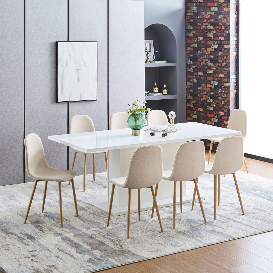 FurnitureR Esszimmerstühle, 4er-Set, Stoffbezug, armlos, Stühle mit Metallbeinen für Küche, Wohnzimmer und Schlafzimmer, Hellbeige