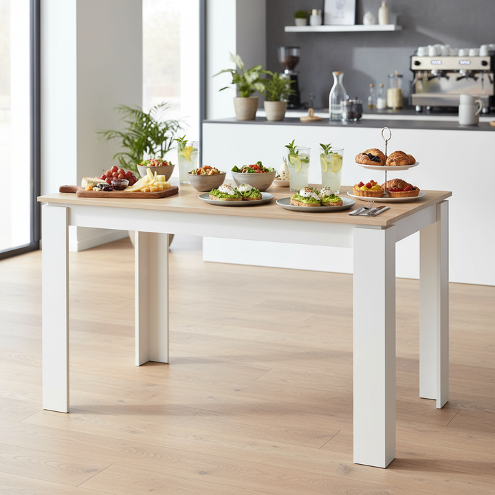 Rechteckiger Esstisch von FurnitureR für 2–4 Personen, Küchen- und Esszimmertisch mit Holzgestell, für kleine Räume, Wohnungen, Homeoffice, Eiche