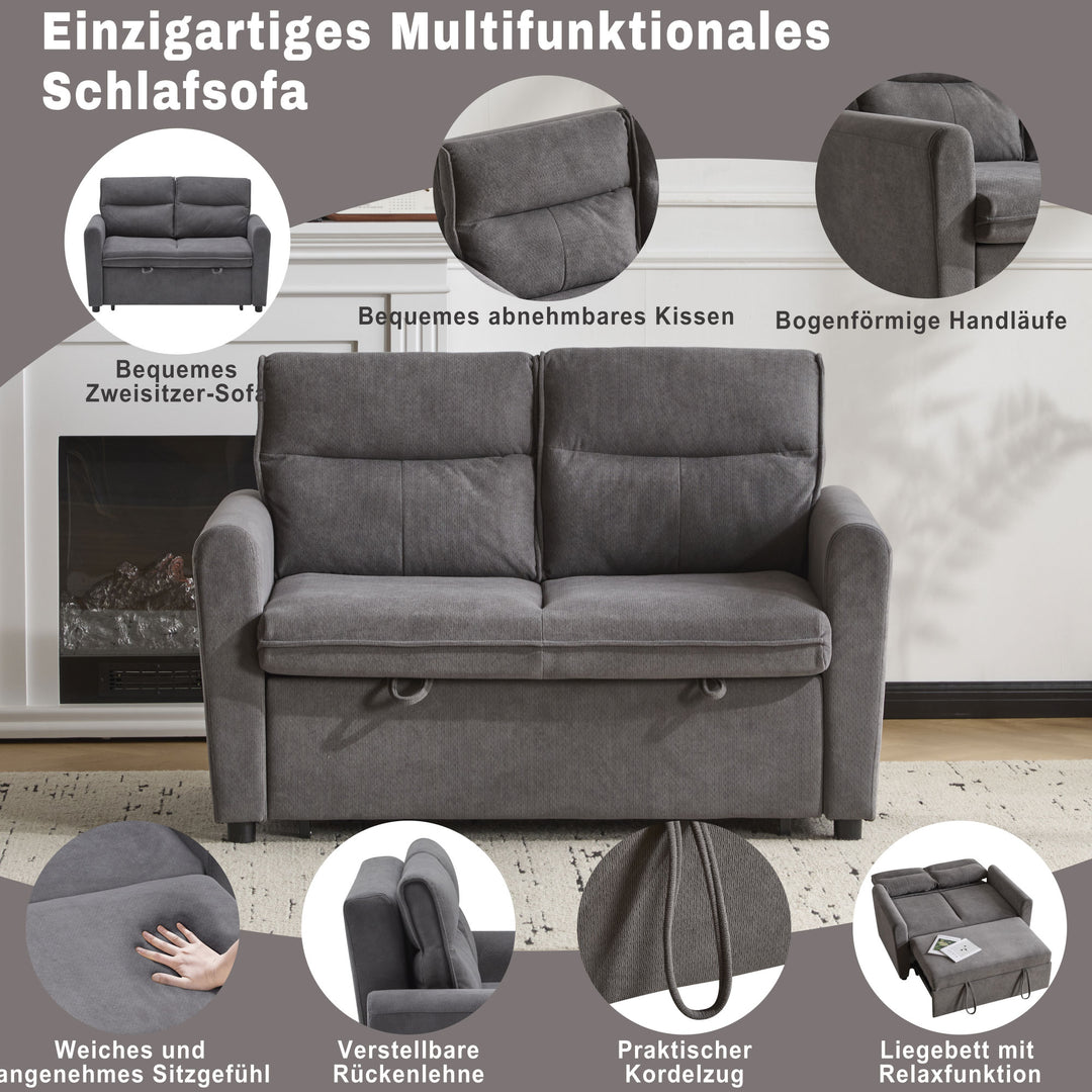 FurnitureR Canape Relaxation Deux Places, Canapé-Lit Pliable, mit Fonction Coulissante, Dossier Réglable, mit Grands Coussins