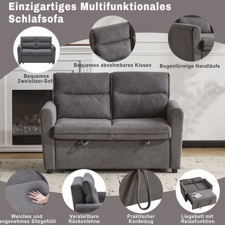 FurnitureR Canape Relaxation Deux Places, Canapé-Lit Pliable, mit Fonction Coulissante, Dossier Réglable, mit Grands Coussins