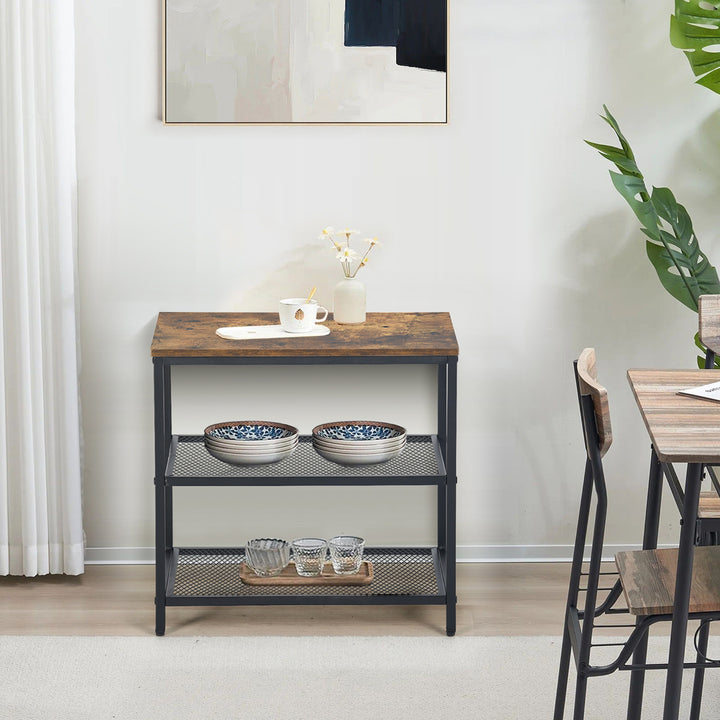 Möbel R 3-stufiges Aufbewahrungssystem, kleiner Konsolentisch, Garderobenregal, Beistelltisch mit 2 Lagen Drahtgeflecht, Metallrahmen, aufrechtes Regal für Zuhause, Sofaecke, Küche, Esszimmer, Wohnzimmer, Flur