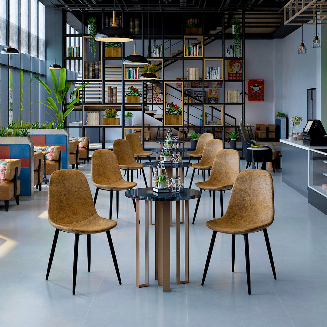 FurnitureR Esszimmerstühle Bequeme gepolsterte Sitzstühle ohne Armlehnen für Zuhause Küche Schlafzimmer Wohnzimmer Gästezimmer Restaurant Café (Braun, 8er-Set)