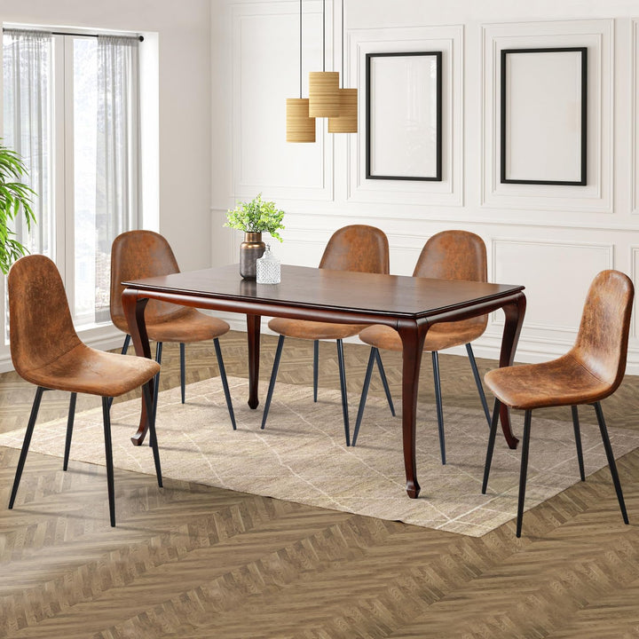 FurnitureR Esszimmerstühle, 4er-Set mit Metallbeinen, bequemem Wildlederbezug, seitlicher Sitzfläche, mittelhoher Rückenlehne und Armlehnen, für Küche, Restaurant und Wohnzimmer, Braun