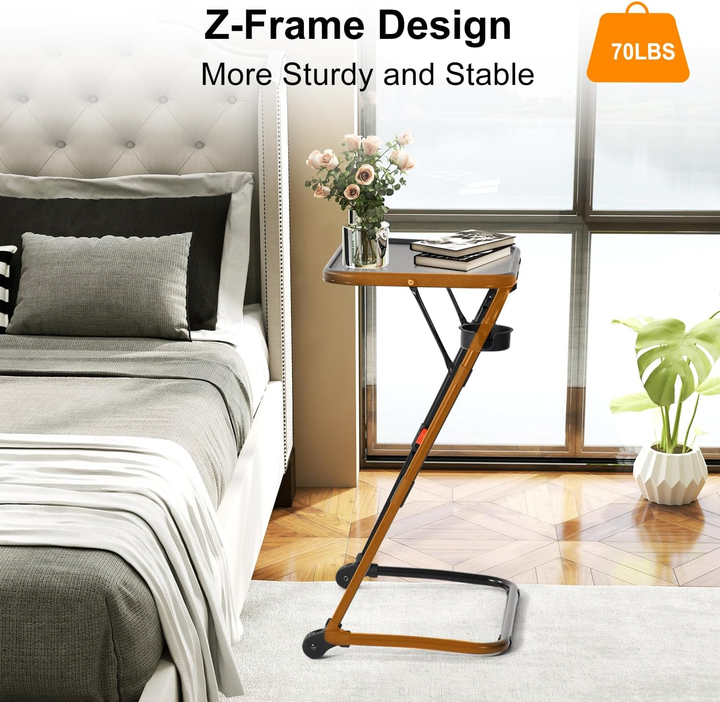 Plateau TV pliable et réglable FurnitureR, table pour ordinateur portable, plateau repas, table d'appoint avec porte-gobelet, 4 hauteurs et 3 angles d'inclinaison, lot de 2, noir