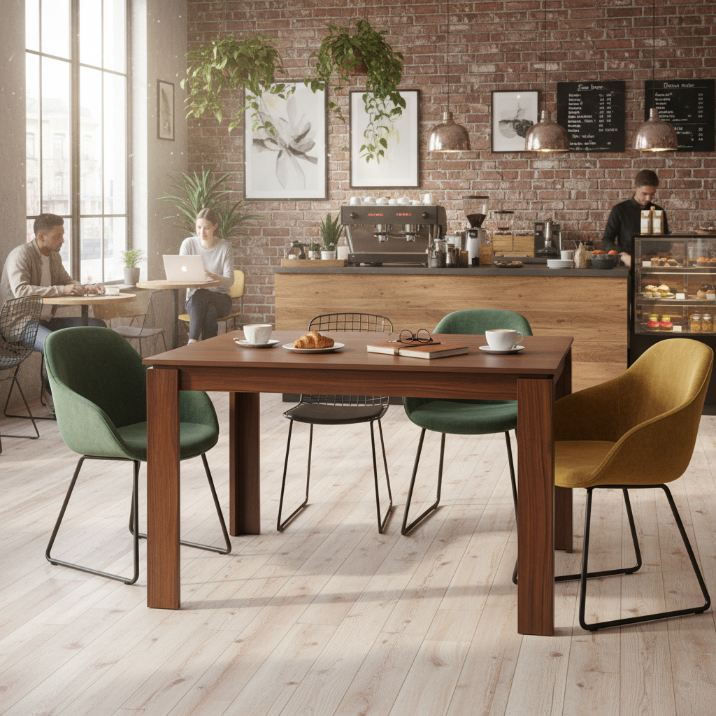 Rechteckiger Esstisch von FurnitureR für 2–4 Personen, Küchen- und Esszimmertisch mit Holzgestell für kleine Räume, Wohnung, Homeoffice, Braun
