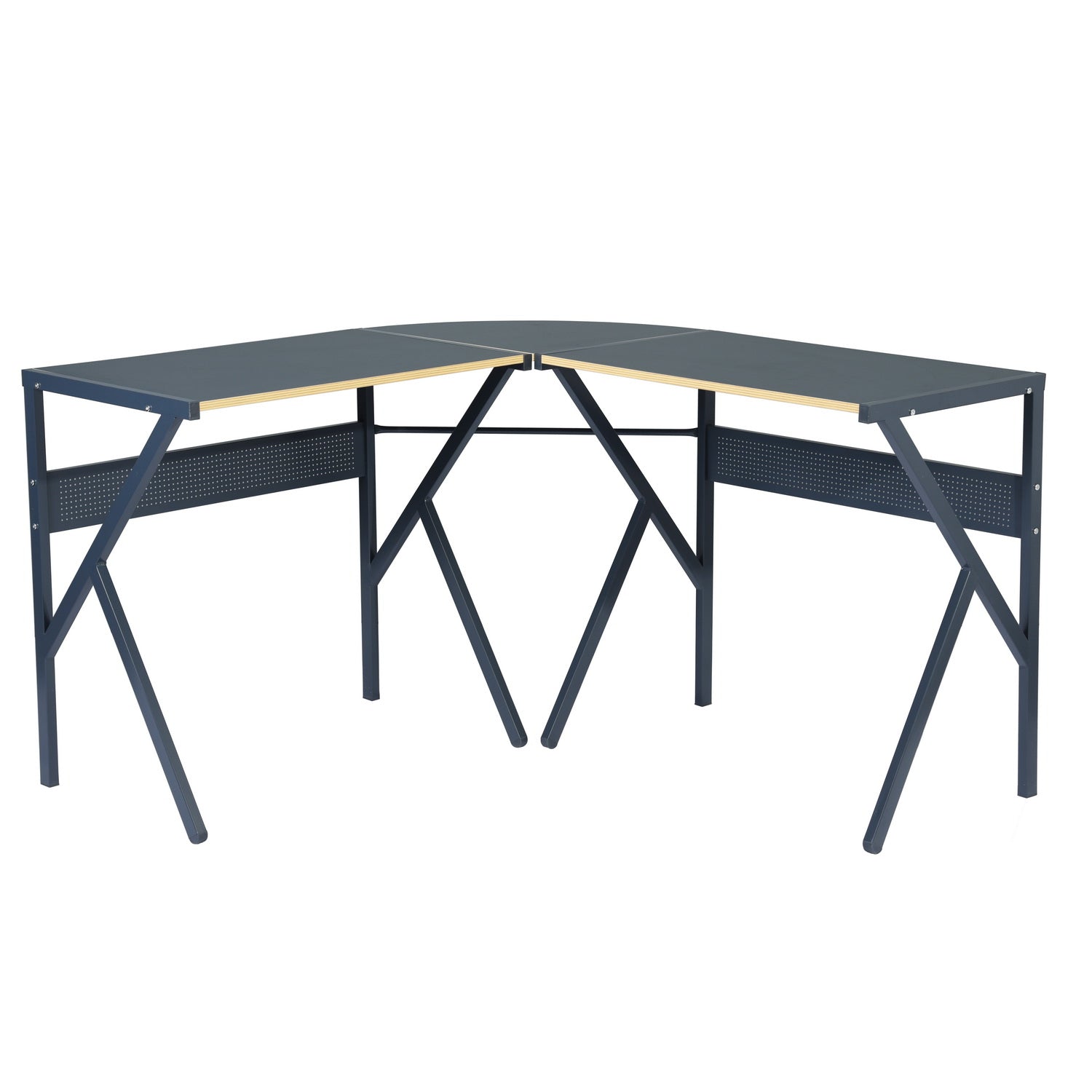 Bureau d'ordinateur en L FurnitureR pour bureau à domicile, bureau d'angle gaming de 125 cm avec structure en métal, poste de travail idéal pour les jeux, les études ou l'écriture