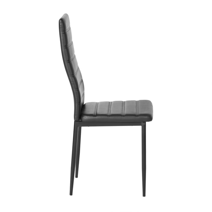 FurnitureR Esszimmerstühle, 6er-Set, PU-Leder, armlose Stühle mit hoher Rückenlehne und Metallgestell, ergonomisch für Küche, Esszimmer und Homeoffice, Schwarz