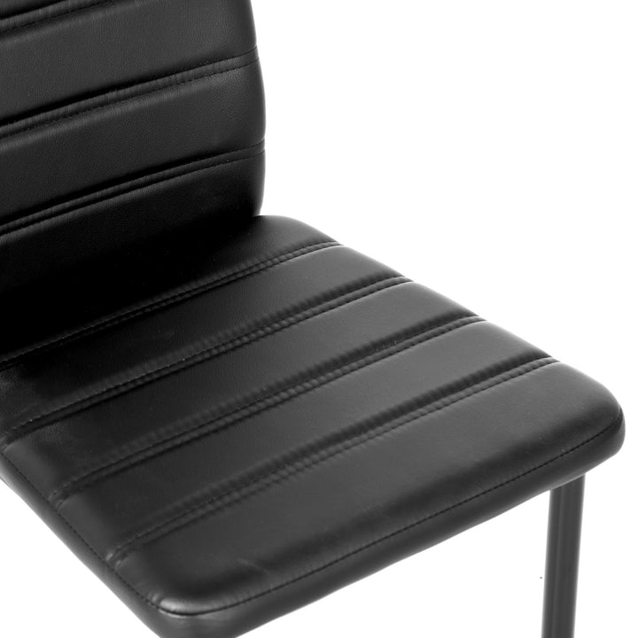 FurnitureR Esszimmerstühle, 4er-Set, PU-Leder, armlose Stühle mit hoher Rückenlehne und Metallgestell, ergonomisch für Küche, Esszimmer und Homeoffice, Schwarz