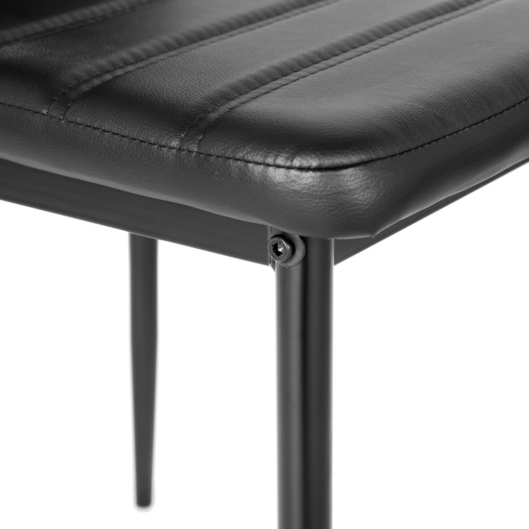 FurnitureR Esszimmerstühle, 4er-Set, PU-Leder, armlose Stühle mit hoher Rückenlehne und Metallgestell, ergonomisch für Küche, Esszimmer und Homeoffice, Schwarz
