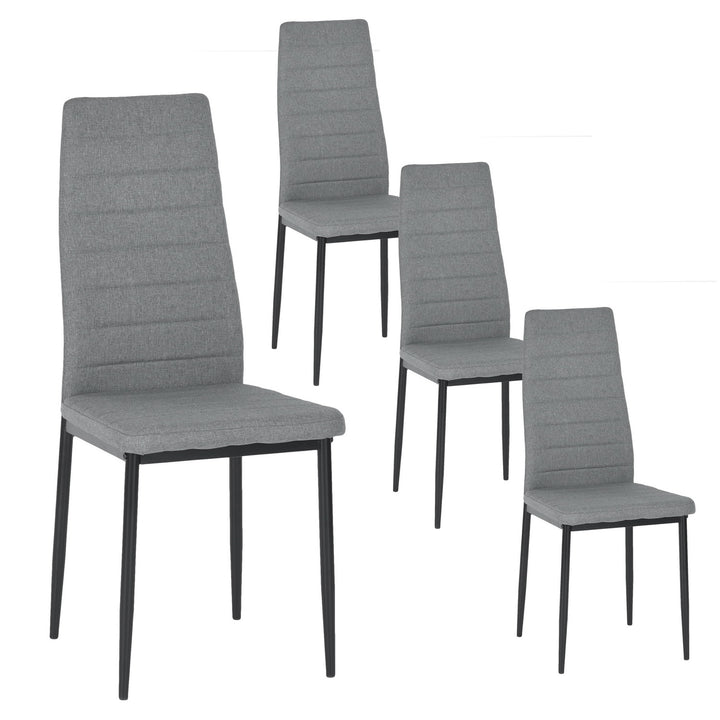 Ensemble de 4 chaises de salle à manger FurnitureR, rembourrées et revêtues de tissu, ergonomiques, à dossier haut et sans accoudoirs, pour la cuisine et la salle à manger, gain de place, grises
