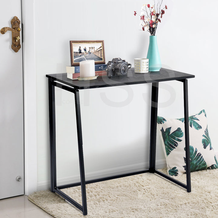 FurnitureR Klappbarer Schreibtisch fürs Homeoffice, 80 cm (31,5 Zoll) Klapptisch, platzsparender Computertisch, kompakter Arbeitsplatz für kleine Räume, Schwarz