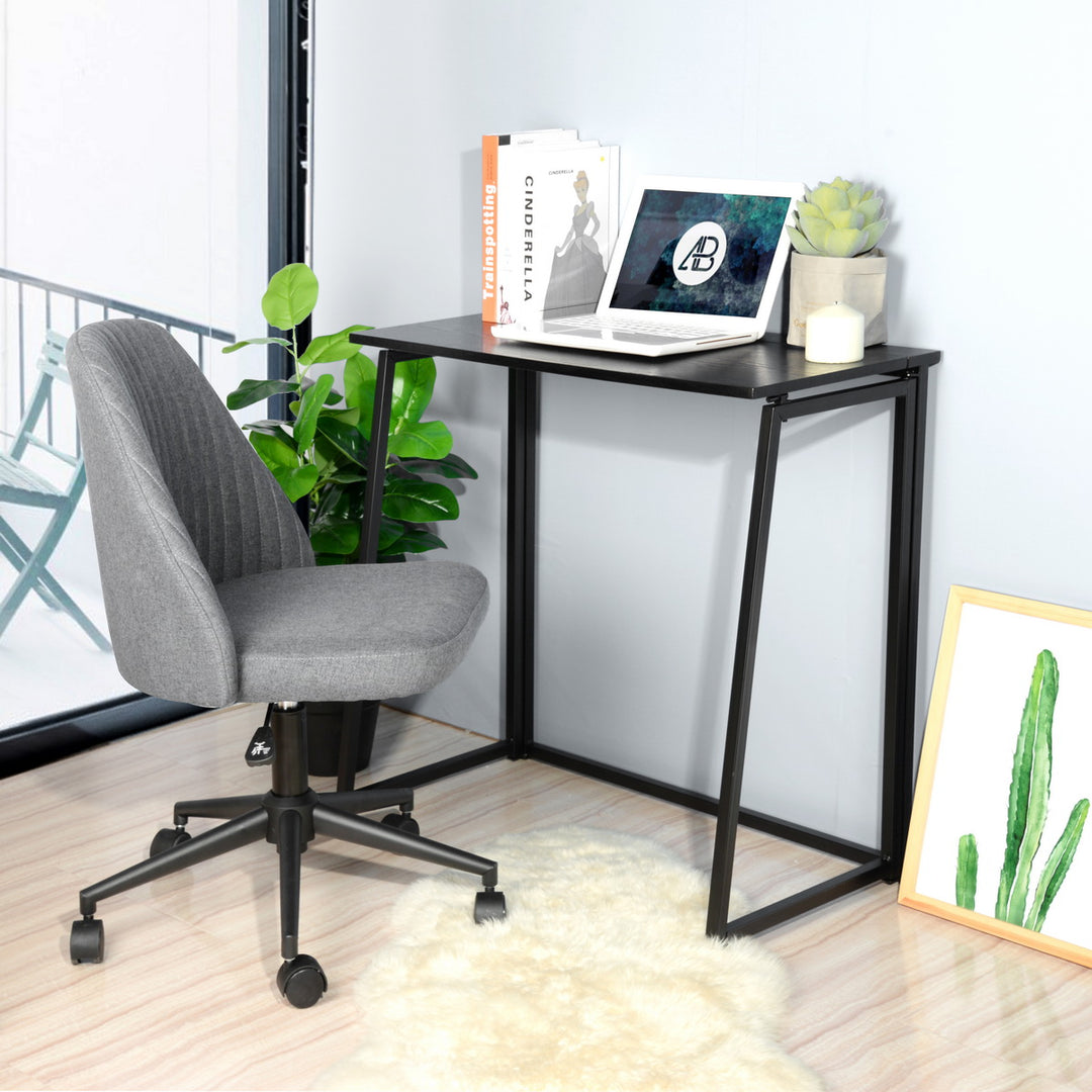 FurnitureR Klappbarer Schreibtisch fürs Homeoffice, 80 cm (31,5 Zoll) Klapptisch, platzsparender Computertisch, kompakter Arbeitsplatz für kleine Räume, Schwarz