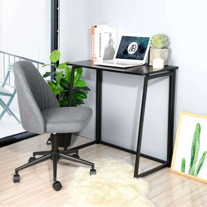FurnitureR Klappbarer Schreibtisch fürs Homeoffice, 80 cm (31,5 Zoll) Klapptisch, platzsparender Computertisch, kompakter Arbeitsplatz für kleine Räume, Schwarz