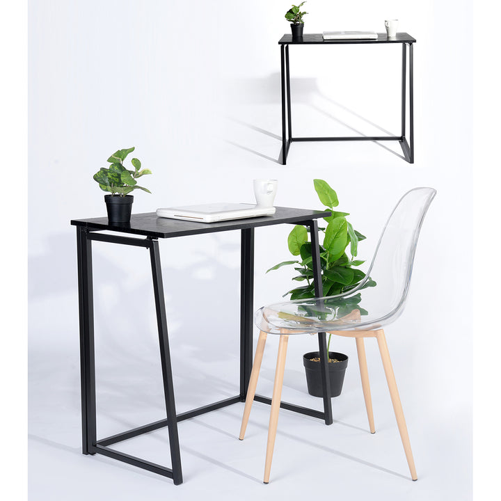 FurnitureR Klappbarer Schreibtisch fürs Homeoffice, 80 cm (31,5 Zoll) Klapptisch, platzsparender Computertisch, kompakter Arbeitsplatz für kleine Räume, Schwarz