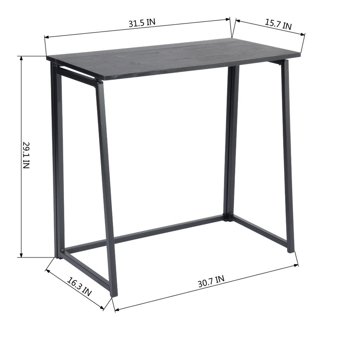 FurnitureR Klappbarer Schreibtisch fürs Homeoffice, 80 cm (31,5 Zoll) Klapptisch, platzsparender Computertisch, kompakter Arbeitsplatz für kleine Räume, Schwarz