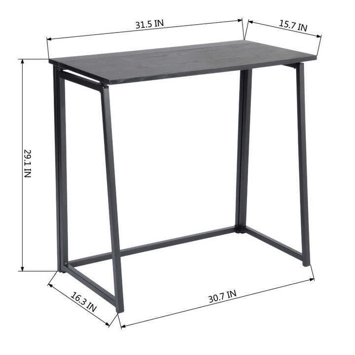 FurnitureR Klappbarer Schreibtisch fürs Homeoffice, 80 cm (31,5 Zoll) Klapptisch, platzsparender Computertisch, kompakter Arbeitsplatz für kleine Räume, Schwarz