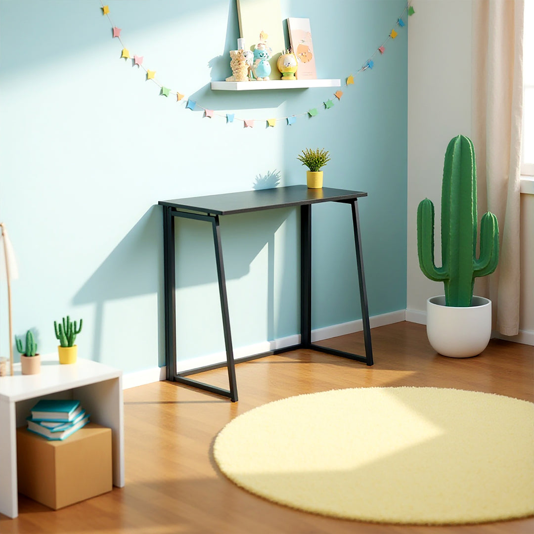 FurnitureR Klappbarer Schreibtisch fürs Homeoffice, 80 cm (31,5 Zoll) Klapptisch, platzsparender Computertisch, kompakter Arbeitsplatz für kleine Räume, Schwarz