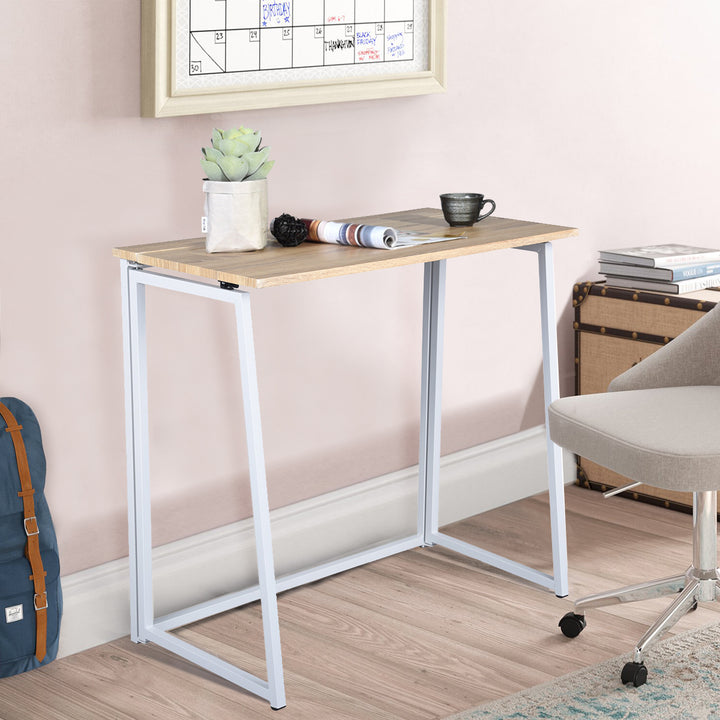 Bureau pliant FurnitureR, table pour ordinateur portable pliable de 80 cm (31,5 pouces), bureau d'étude compact et peu encombrant pour petits espaces, chêne