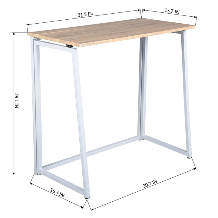 Bureau pliant FurnitureR, table pour ordinateur portable pliable de 80 cm (31,5 pouces), bureau d'étude compact et peu encombrant pour petits espaces, chêne