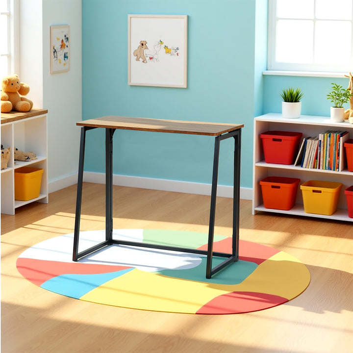 FurnitureR Klappbarer Schreibtisch fürs Homeoffice, 80 cm (31,5 Zoll) Klapptisch, platzsparender Computertisch, kompakter Arbeitsplatz für kleine Räume, Braun
