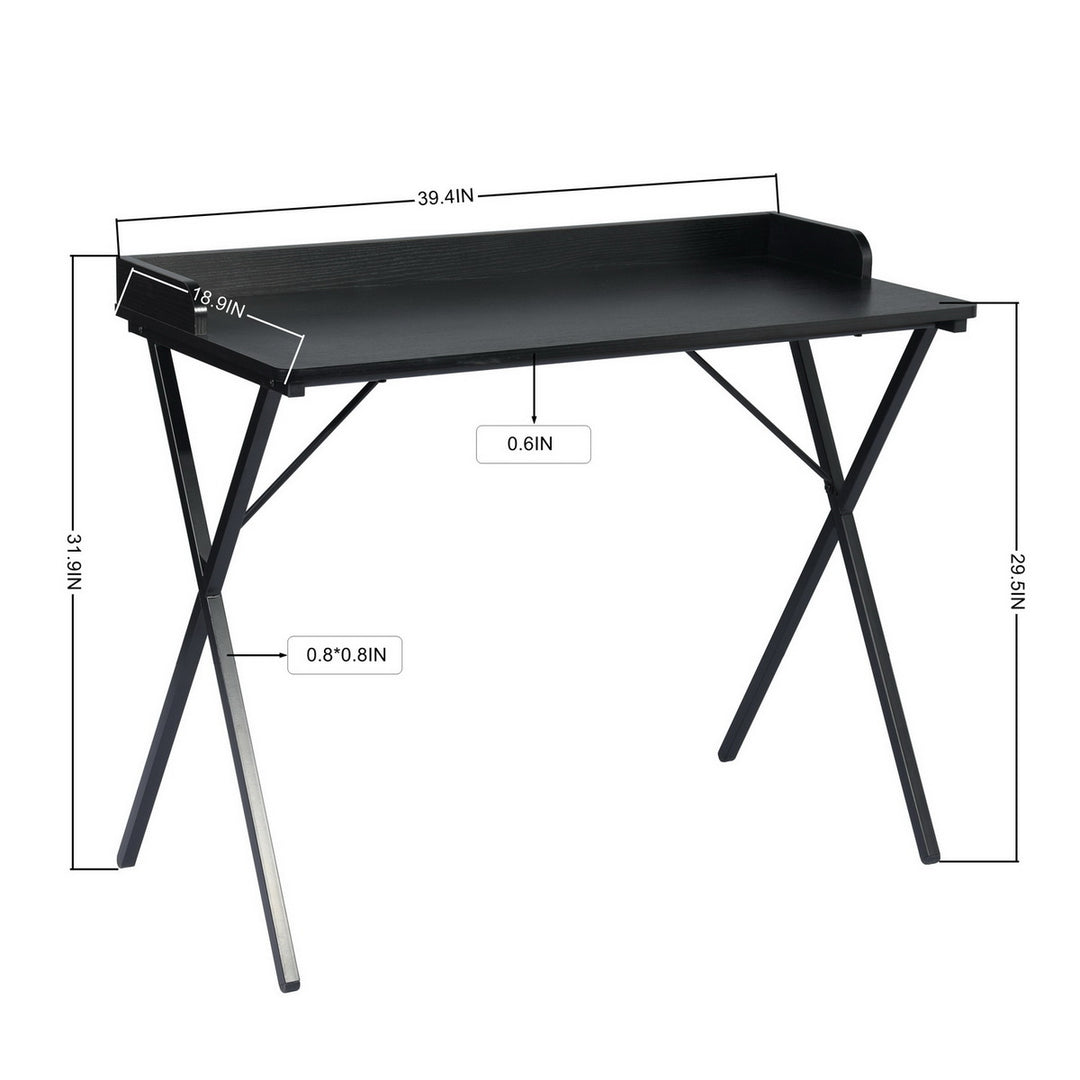 Bureau gaming FurnitureR 40", bureau d'ordinateur moderne avec structure métallique robuste en forme de X, bureau/table de travail pour la maison, idéal pour les jeux et les études, noir