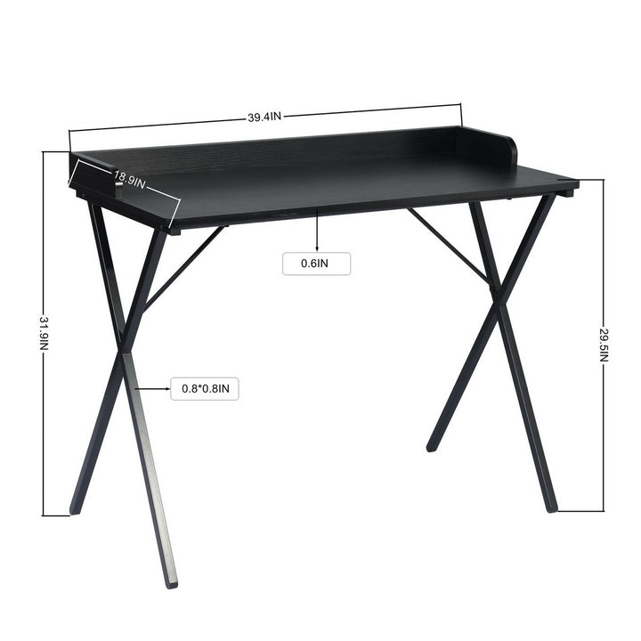 Bureau gaming FurnitureR 40", bureau d'ordinateur moderne avec structure métallique robuste en forme de X, bureau/table de travail pour la maison, idéal pour les jeux et les études, noir